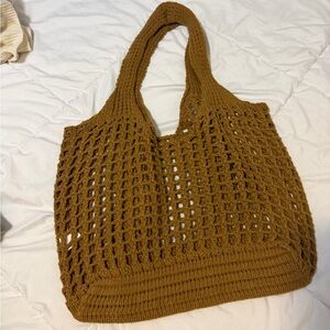 Handmade Crochet Tote Bag in Brown